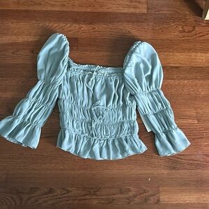 Princess Sleeve Aqua Blue Blouse